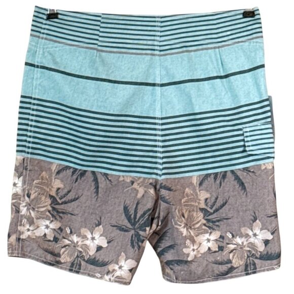 Panama Jack Men's Striped and Floral Board Shorts Tan Blue Beach Size 30 NWT - Picture 6 of 6